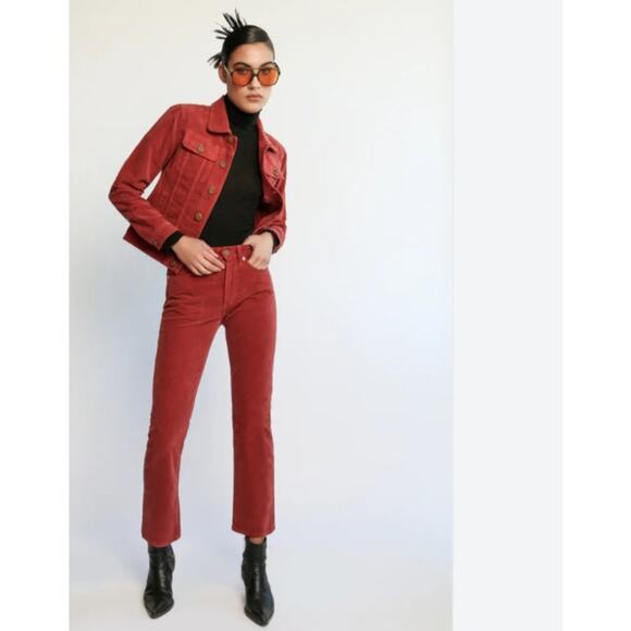 NEW AG Adriano Goldshmied Daily Blue Manya Red Corduroy Straight Leg Jean 27 - Picture 5 of 16